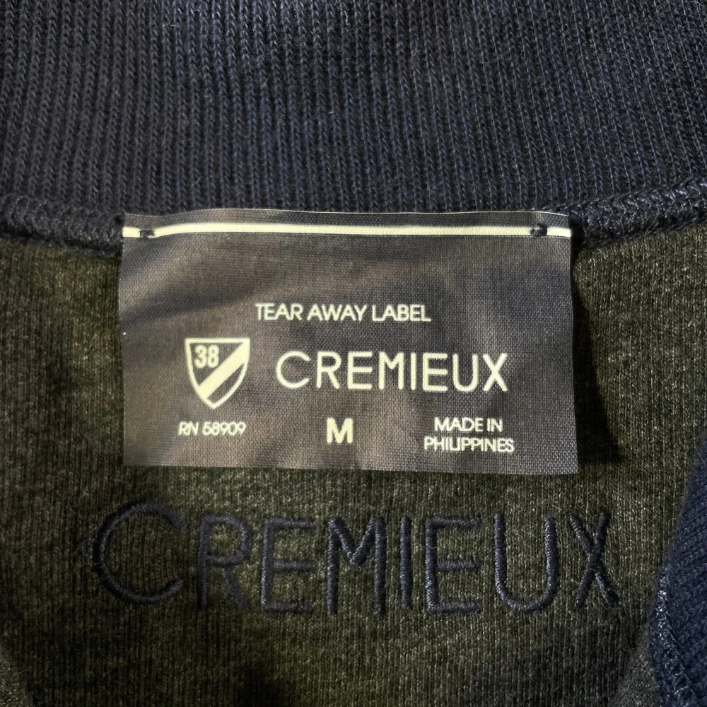 Cremieux Reversible Quarter Zip Pullover Mens Medium Blue Elbow Patches Office